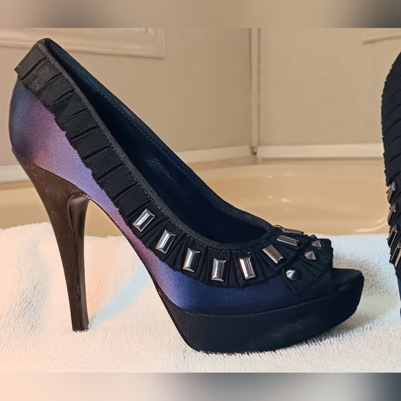 TORY BURCH Blue Satin  Platform Heel shoes - Picture 10 of 13